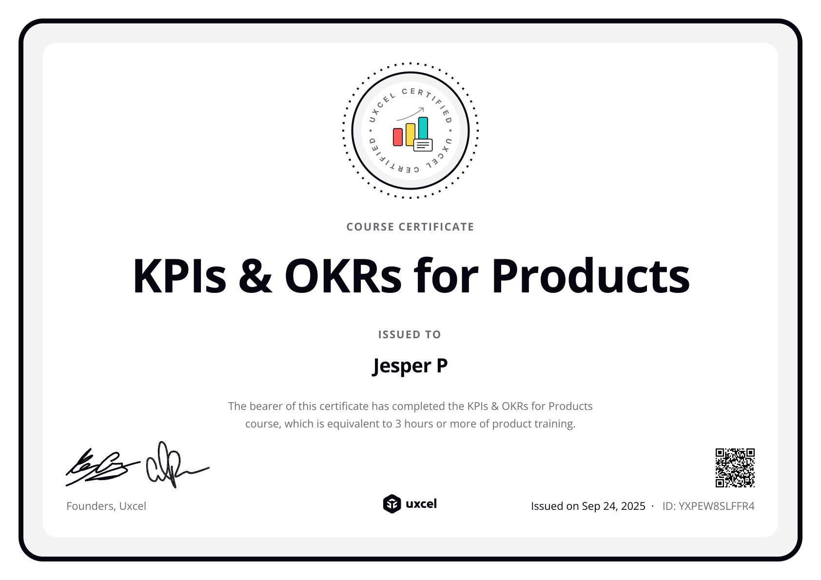 Jesper's certificate